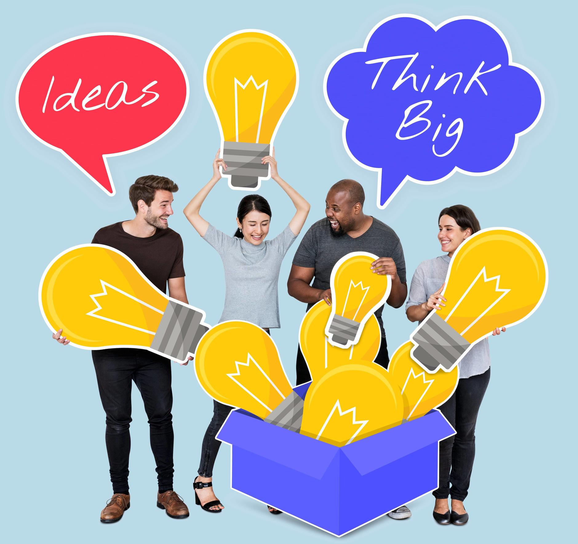 Diverse people with think outs