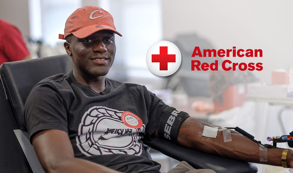 young man donating blood