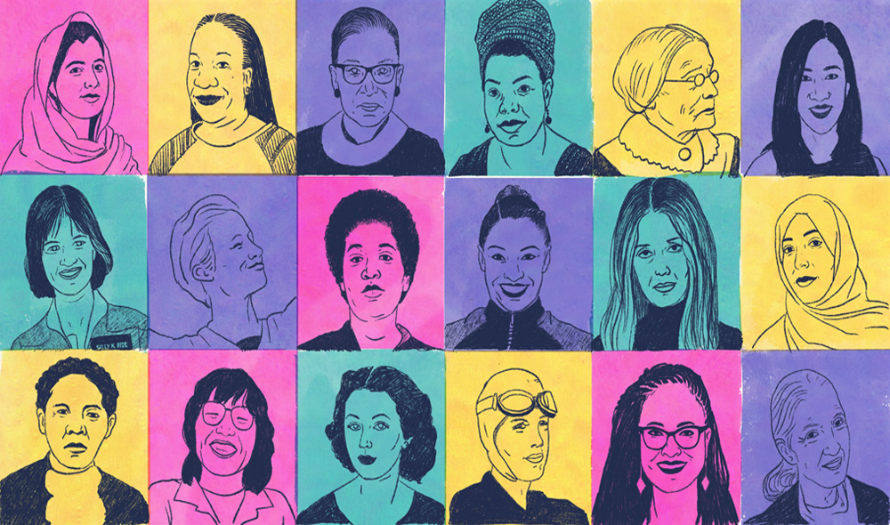 18 Women in Checkered Puzzle Pattern