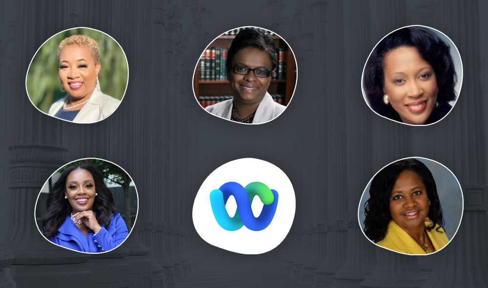 Sisters in Law event presenters and Webex logo