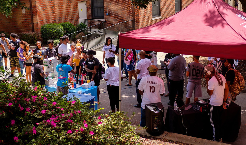 Students gathered for an event.
