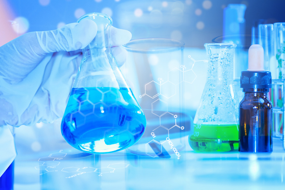 laboratory Glassware Containing Chemical Liquid