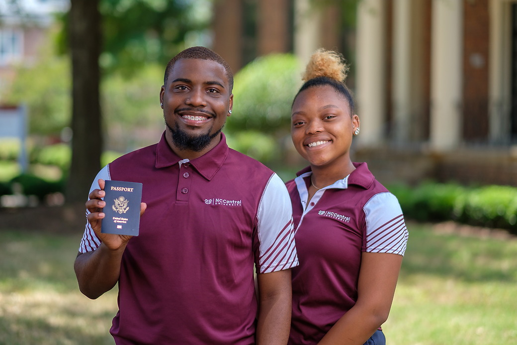 NCCU students carrying passport