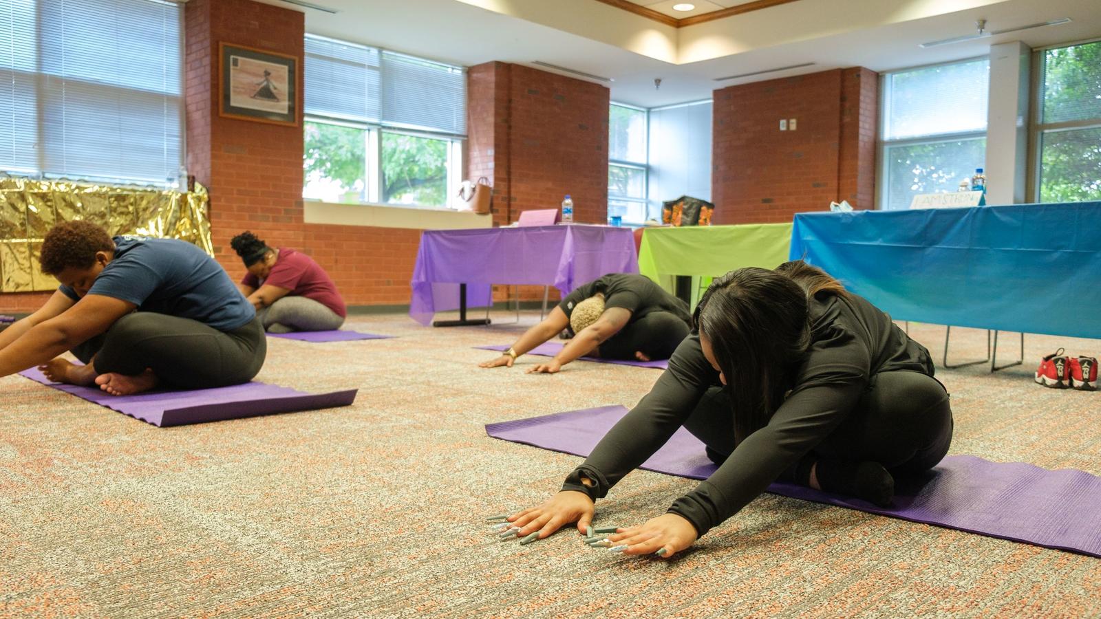 students stretching