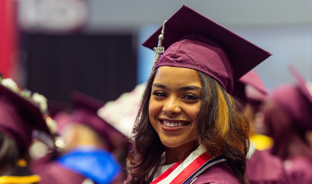Student in graduation ceremony
