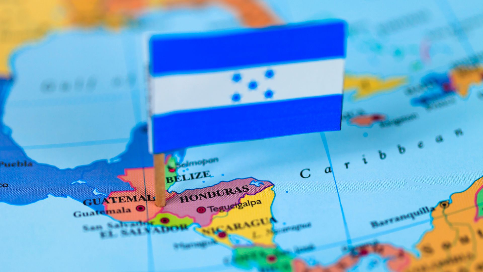 Honduras flag and map