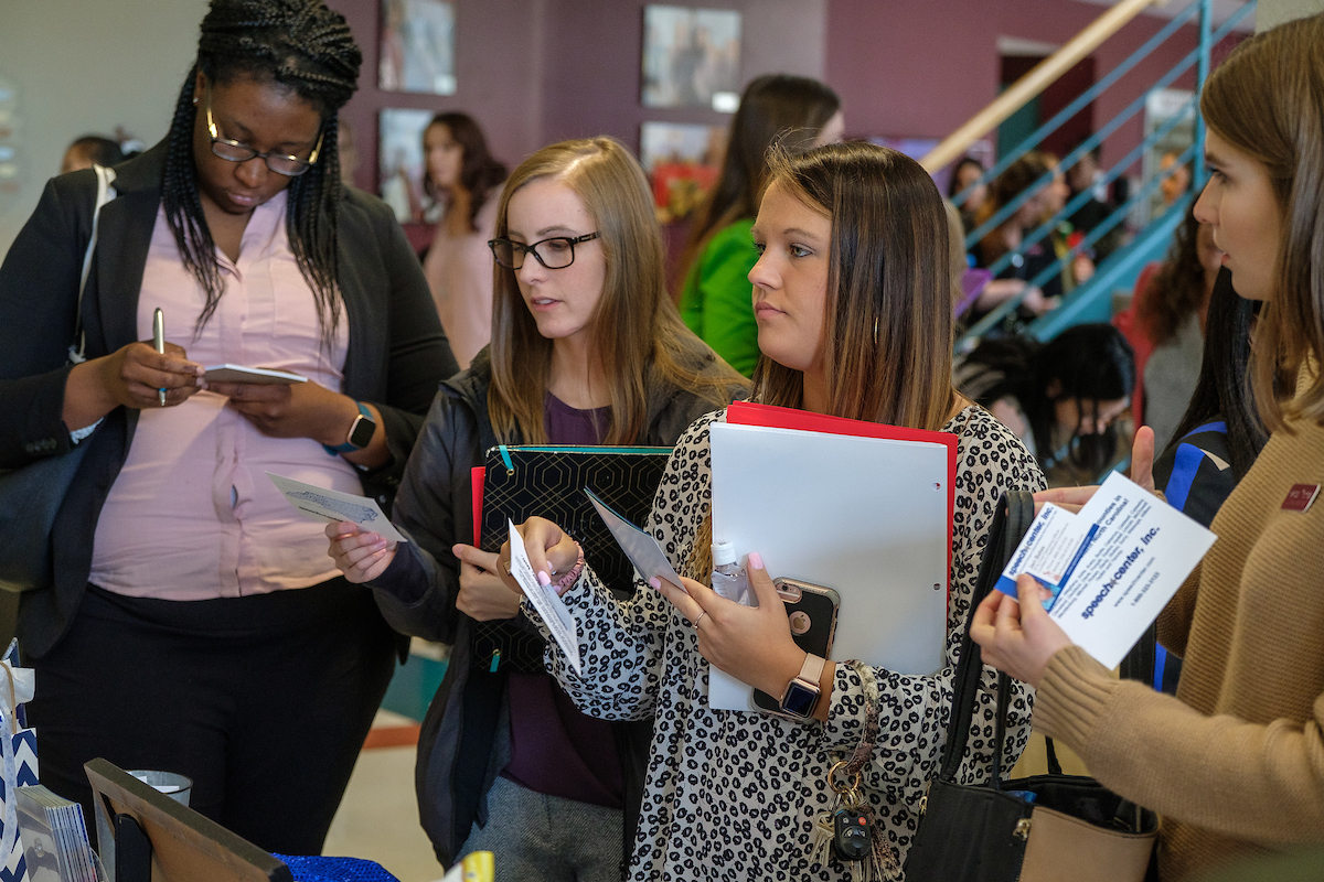 Students attending career fair