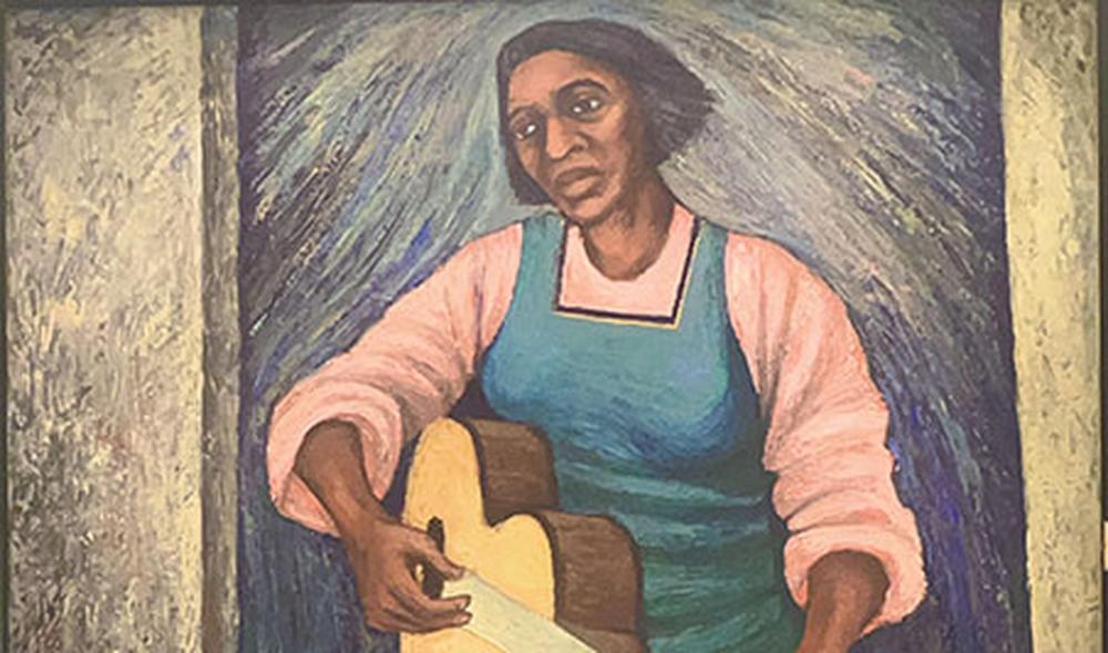 Elizabeth Catlett's Woman with a Guitar.
