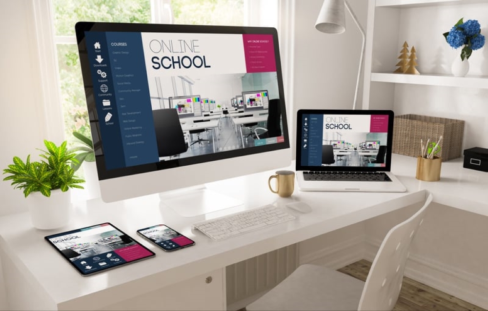 Computer with Online School Website