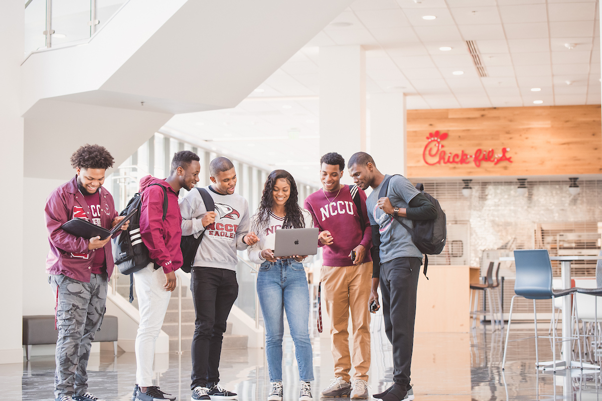 students standing around