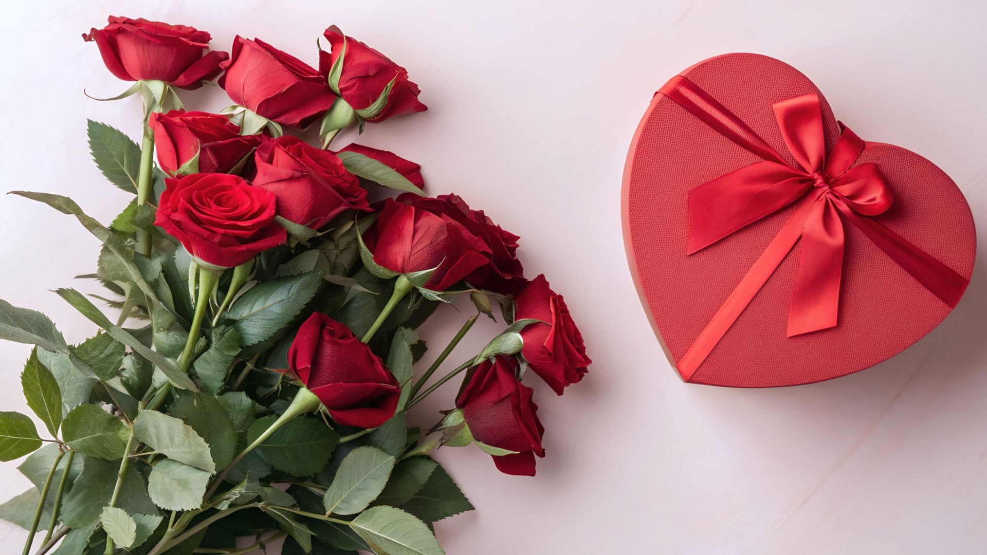 Valentine roses and box