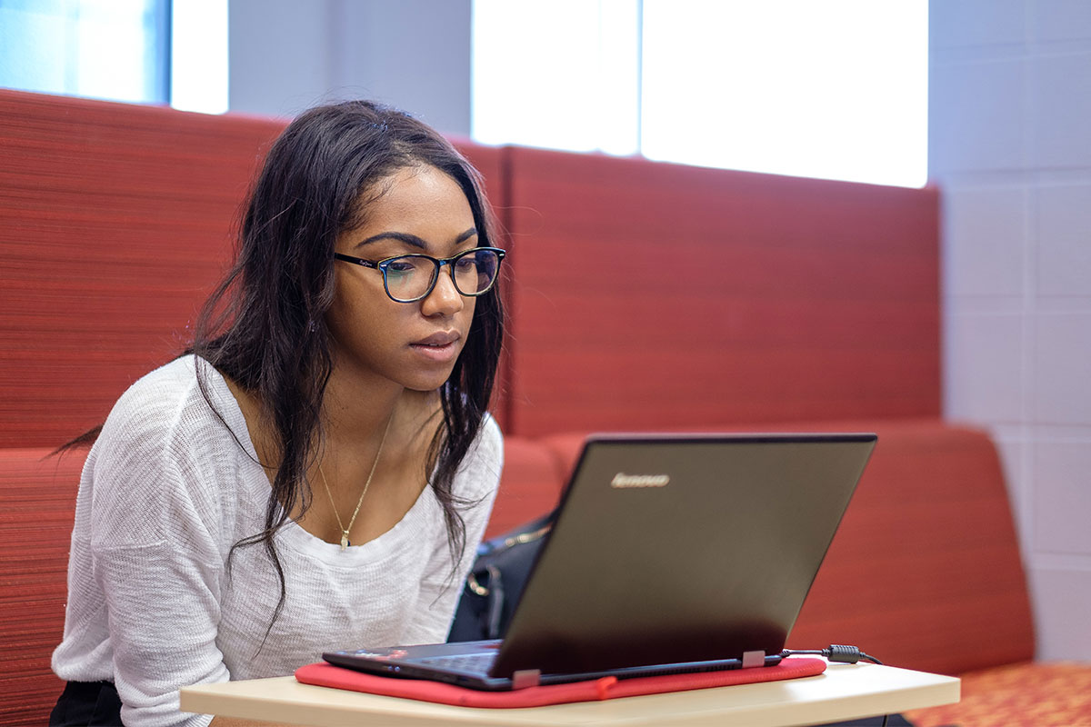 Female student with laptop