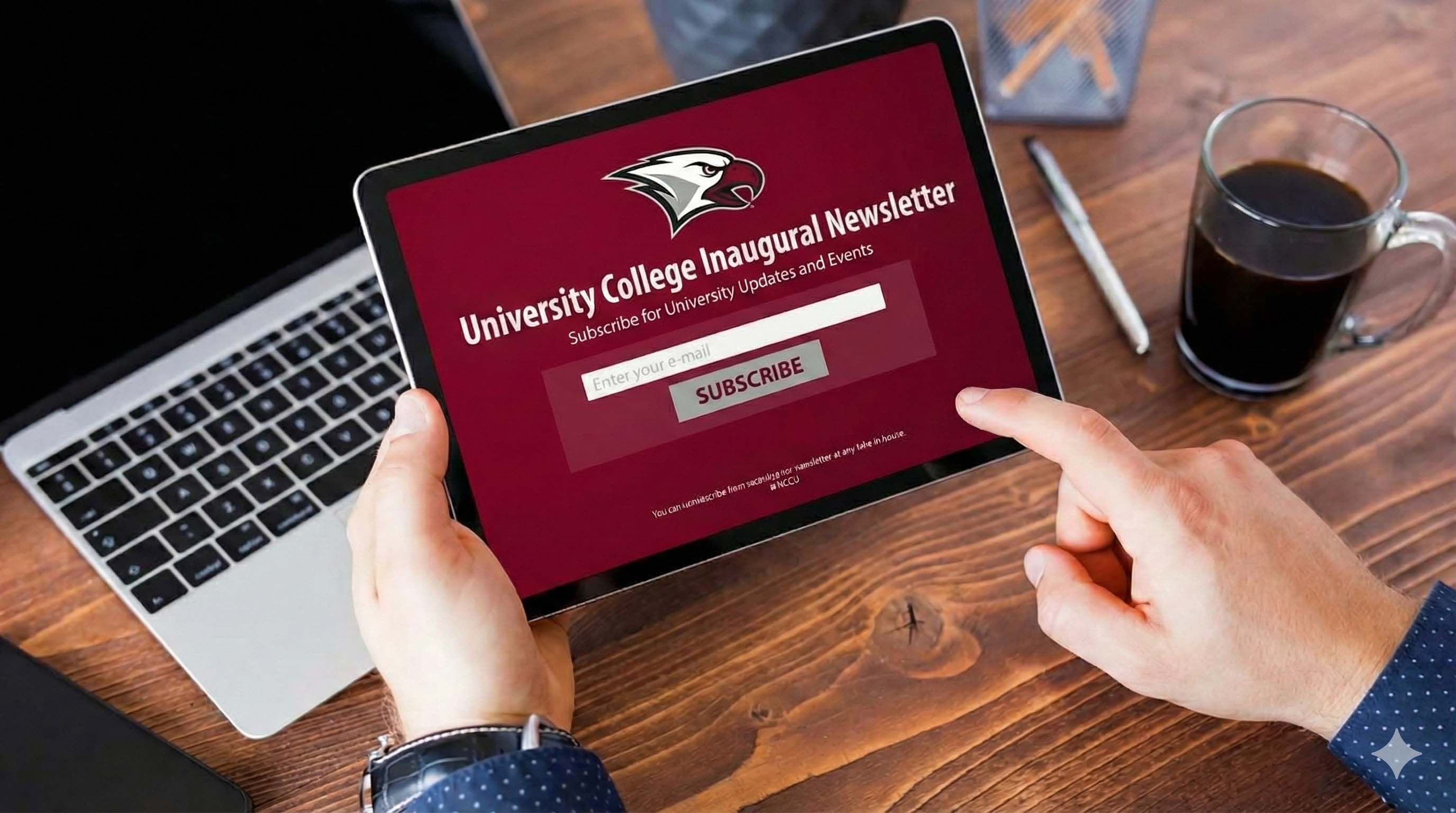 tablet with newsletter