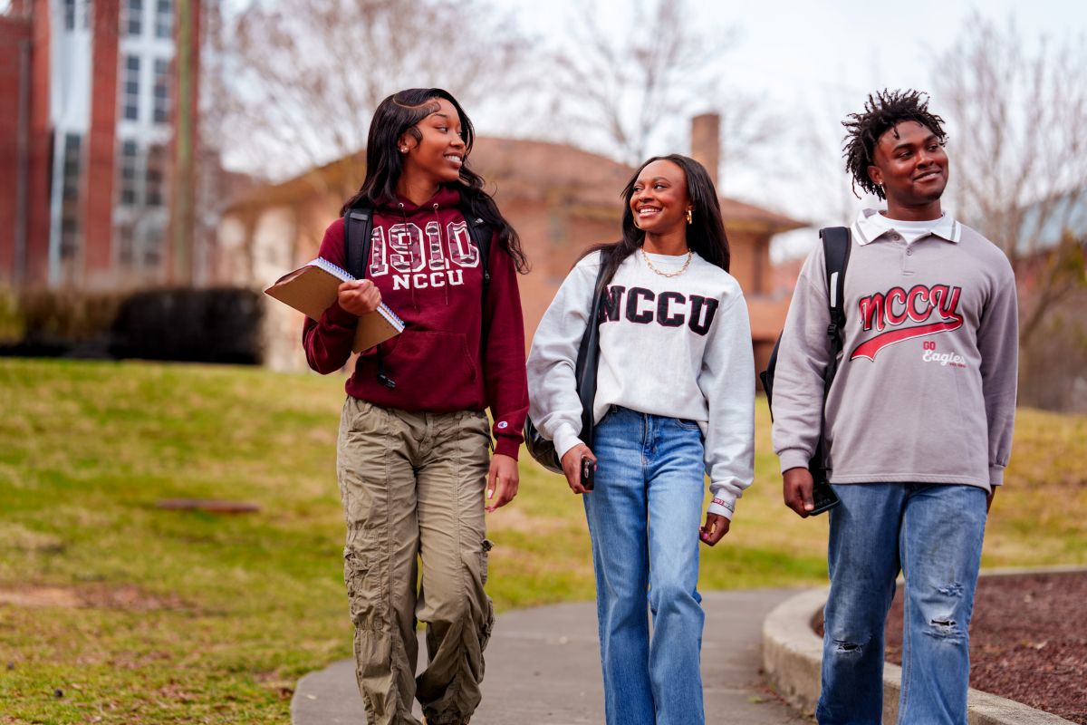 Students walking through campus