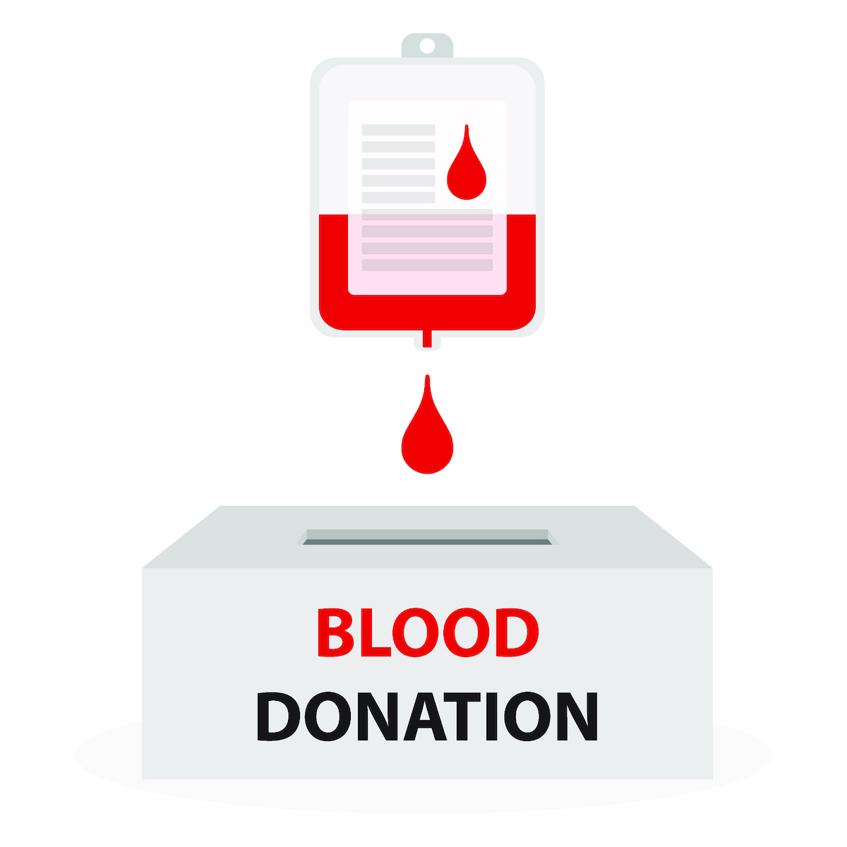 Blood IV bag dripping into donation box