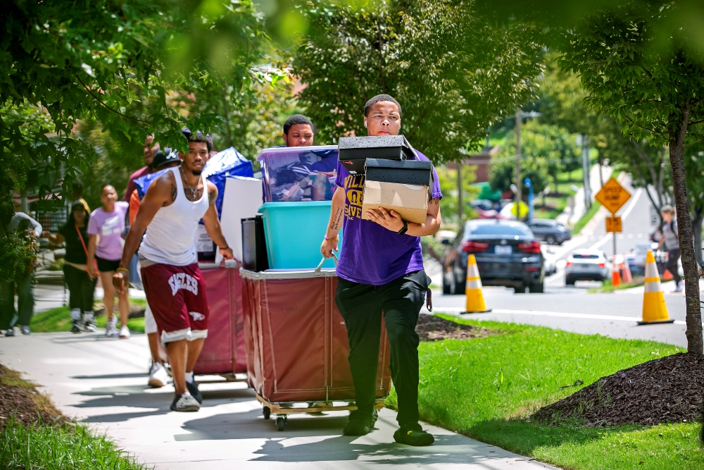 Students moving to dome