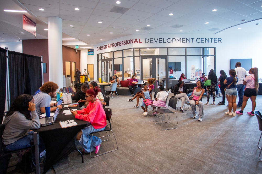 Students on the Career and Professional Development Center
