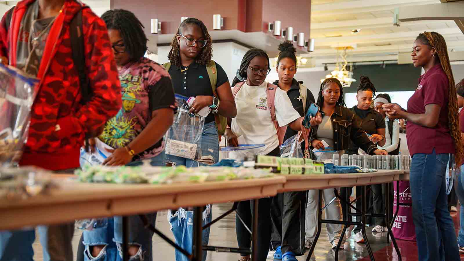Students lined up at an event