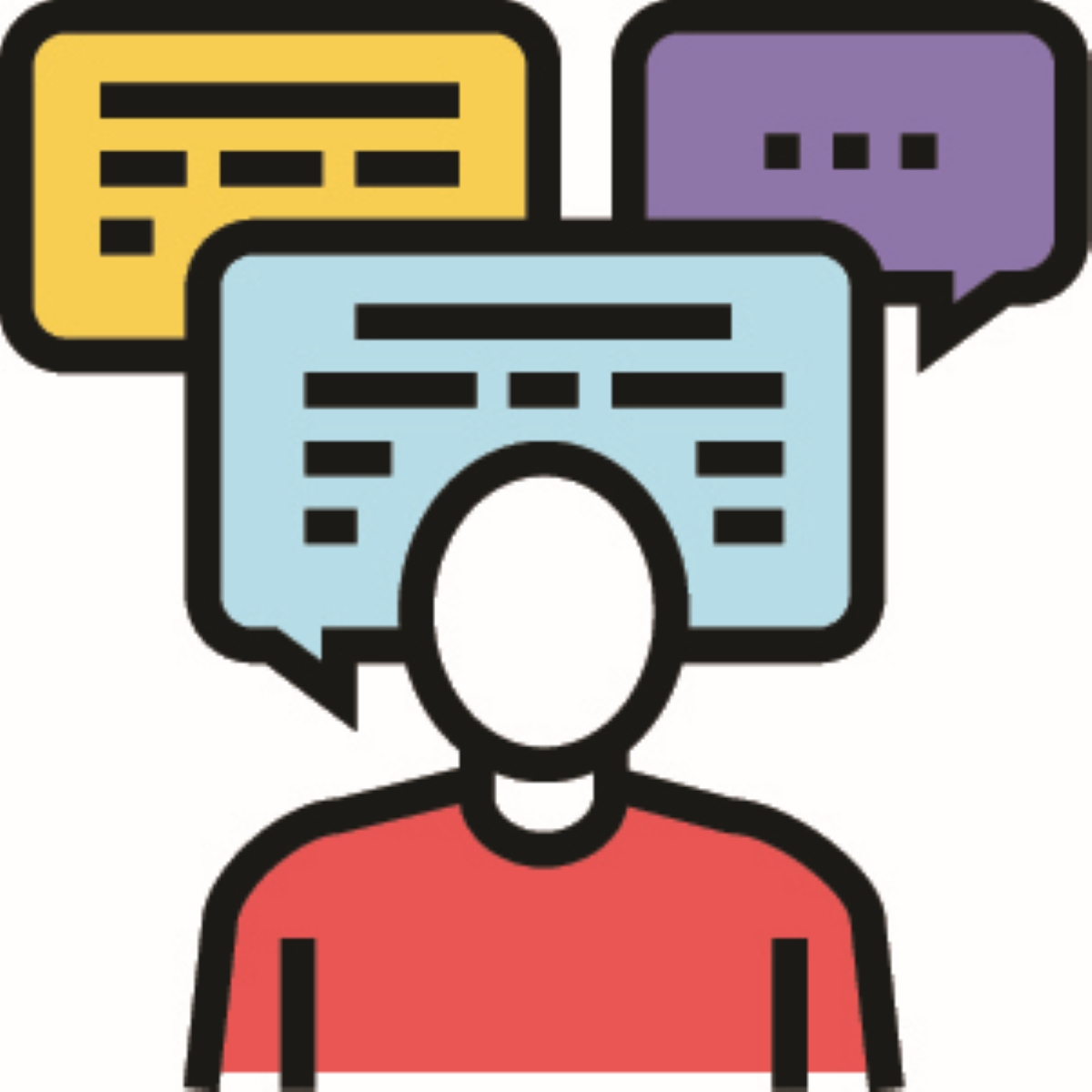 Image of a stick man talking.