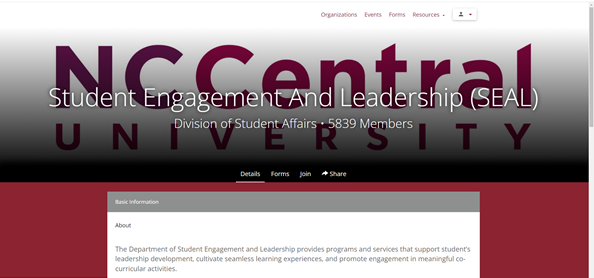 Details of an Organization in Eagle Link