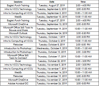 ITS Training Schedule