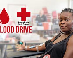 Student giving blood 
