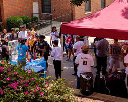 Students gathered for an event.