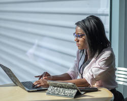 woman working on laptop