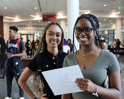 Student looking at camera