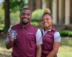 NCCU students carrying passport