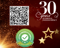 Photo for the event with a QR code and a voter friendly campus stamp.
