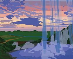 Waterfall landscape art