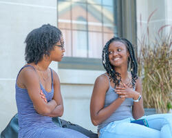 Two women talking