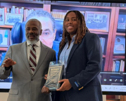 Student accepting an award