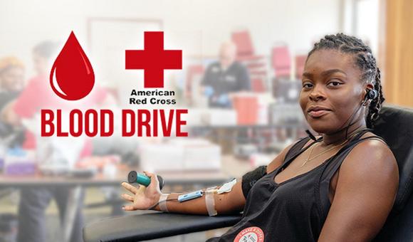 Student giving blood