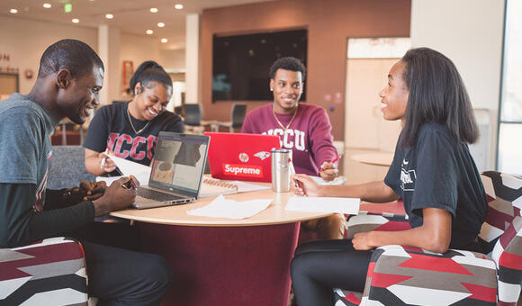 students at a table