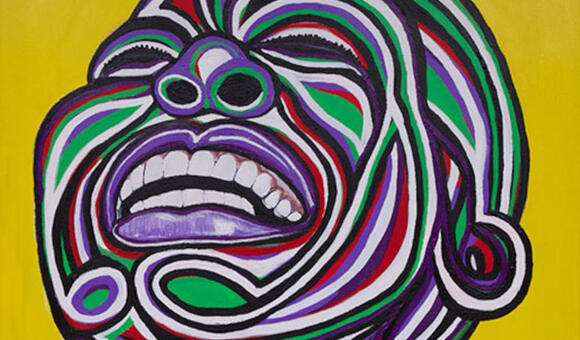 Eric Kelly Press Cover Photo of a Painting of a face.