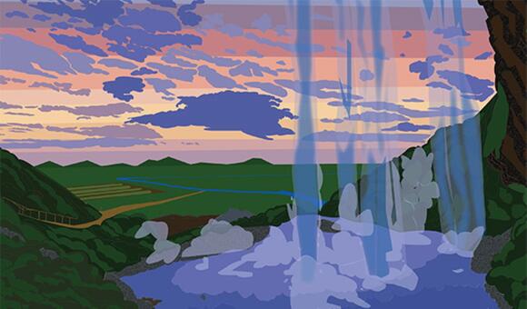 Waterfall landscape art