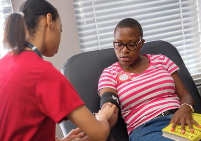NCCU student donating blood