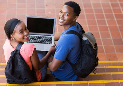 Students looking back 