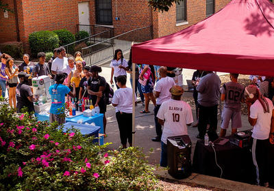 Students gathered for an event.