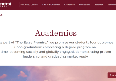 Screenshot of chatbot on nccu.edu