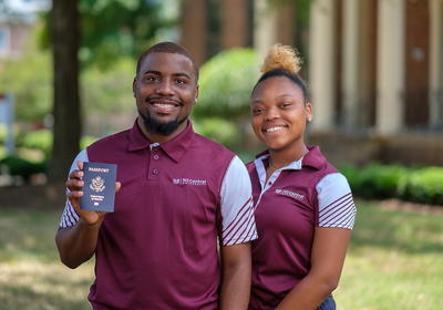 NCCU students carrying passport