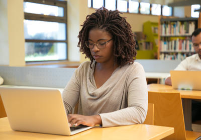 student at laptop