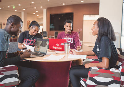students at a table